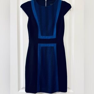 BCBGMaxAzria Black and Blue Knit Ponte Dress